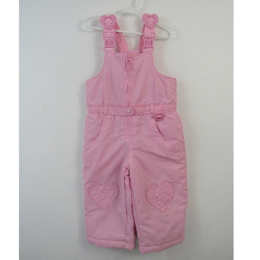 Wonderkids 24M Pink Snow Suit Heart Patches and Buckles Winter Warm Cozy